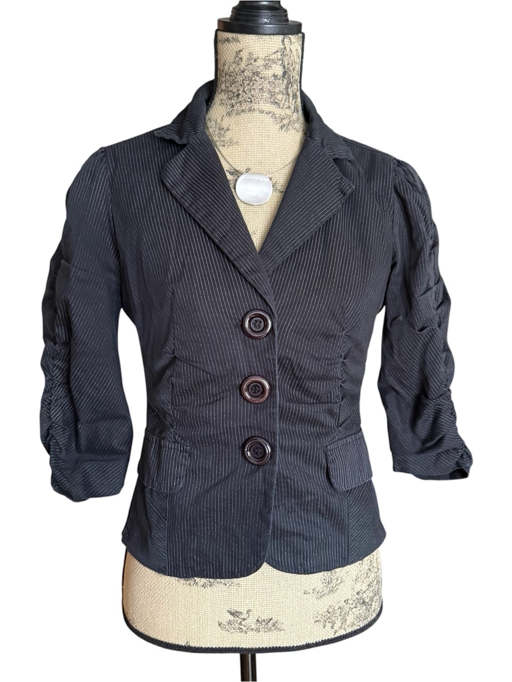 Y2K Pinstripe Black Tailored Blazer Size M
